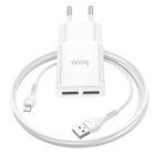 Адаптер HOCO мережний Lightning C88A 2USB 2.4A white