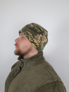 Тепла зимова флісова шапка піксель для військових ЗСУ універсального розміру кольору камуфляж піксель 2734 - зображення 1