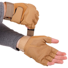Тактичні рукавички з відкритими пальцями Zelart Action 8811 розмір XL Khaki - зображення 4