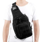 Рюкзак тактичний через плече маленький чорний 6 літрів - зображення 10