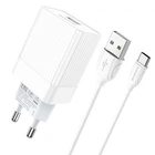Сетевой зарядний пристрій BOROFONE BA47A Mighty speed single port QC3.0 3A + Type-C cable 18W White (BA47ACW)
