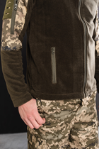 Кофта флисовая мужская военная тактическая с липучками под шевроны ВСУ (ЗСУ) Пиксель 8025 48 размер хаки - изображение 4