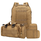 Рюкзак тактичний військовий з підсумками Tactical Backpack A08 50 л пісочний - зображення 5
