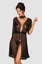 Пеньюар прозорий з аксесуарами Obsessive Lucita peignoir Чорний S/M (53013)
