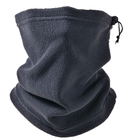 Бафф флисовый шарф-труба зимний универсальный серый на шнурке 25*30 см - изображение 1