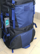 Универсальный туристический рюкзак 85 литров из влагоотталкивающей ткани походный черно синий - изображение 4