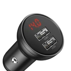Адаптер автомобільний BASEUS Digital Display Dual USB 2USB, 4.8A, 24W, сірий