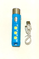 Ліхтар ручний акумуляторний світлодіодний 1186 з боковим підсвічуванням COB з USB зарядженням Блакитний