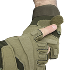 Перчатки тактические короткие Han-Wild HW72 Green L мужские с защитными вставками без пальцев LOZ - изображение 4