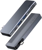 USB-хаб адаптер Baseus Harmonica 5в1 (док станция, 100W, 3xUSB3.0 + HDMI 4KHD + Type-C PD + TF + SD) - Серый