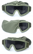 Тактичні захисні окуляри маска зі змінними лінзами 3шт Хакі - зображення 1
