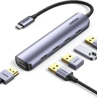 USB-хаб UGREEN CM417 USB-C to 4xUSB 3.0 5Gbps + HDMI 4K@30Hz Gray (20197)