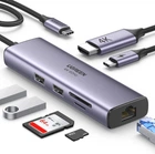 USB-хаб UGREEN CM512 USB-C to 2xUSB 3.0 + HDMI 4K@60Hz + RJ-45 Gigabit + SD/TF + USB-C PD Power Port Gray (60515)