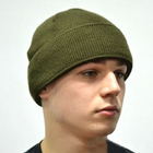 Чоловіча тактична трикотажна шапка на флісі з відворотом, Оліва - зображення 9