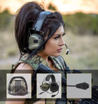 Професійні активні навушники Earmor М32H з гарнітурою хакі - зображення 1