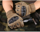 Перчатки тактические FG FQ20T001 Песочный M полнопалые с защитой на костяшках + сенсорные нашивки - изображение 3