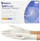 Рукавички нітрилові Medicom SafeTouch Platinum White, щільність 3.8 г. - білі (100 шт) XS (5-6) - зображення 1