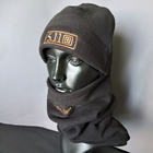 Комплект шапка та бафф флісова тепла тактична 5.11 Tactical чоловіча жіноча зимова Чорний (0312) - зображення 1