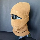 Комплект шапка та бафф флісова тепла тактична 5.11 Tactical чоловіча жіноча зимова Хакі (0312) - зображення 2