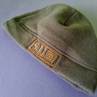 Комплект шапка та бафф флісова тепла тактична 5.11 Tactical чоловіча жіноча зимова Олива (0312) - зображення 6