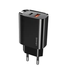 Сетевое зарядное устройство на 20 Вт USAMS Fast Charger T35 (1USB/1Type-C, 20W, PD3.0/QC). Black