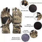 Рукавички тактичні водовідштовхувальні зимові камуфляжні перчатки утеплені флісом Combat Camo чорні L - зображення 3