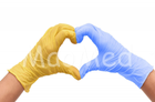 Перчатки нитриловые Medicom Blue and Yellow текстурированные без пудры голубые и желтые размер L 200 шт (3,6 г) - изображение 1