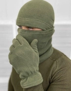 Комплект тактичний флісова шапка, бафф та рукавички для військових та армії Хакі - зображення 2