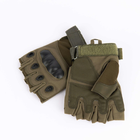 Тактические перчатки беспалые с накладкой хаки 2107k XL - изображение 1