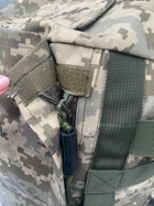 Тактичний військовий баул 100 літрів тканина кордура 1100 ВСУ сумка похідний рюкзак з місцем під каремат піксель - зображення 7