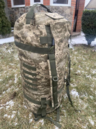 Баул 100 литров армейский ткань кордура ВСУ тактический сумка рюкзак походный с местом под каремат пиксель - изображение 9