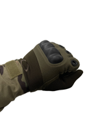 Тактичні рукавиці з пальцями та накладками Олива M - зображення 3