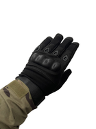 Тактические перчатки с пальцами и накладками Черные XL - изображение 1