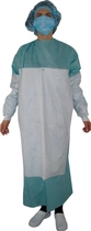 Стерильный хирургический халат Fapomed Усиленный одноразового использования СММС L Зеленый (GOW.1130 V) - изображение 1