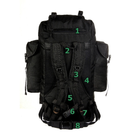Туристичний армійський супер-міцний рюкзак 5.15.b 75 к. с ортопедичесой пластиною Чорний. - зображення 4