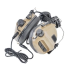 Навушники Активні з гарнітурою на шолом Earmor M32H Coyote TAN + Кнопка PTT, Тангента Z125 (15027ptt) - зображення 4
