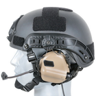 Активные наушники с гарнитурой на каску шлем Earmor M32H Coyote TAN + Тангента, Кнопка PTT Z125 (15027ptt) - изображение 8