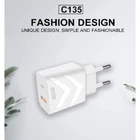 Мережевий зарядний пристрій WUW C135 PD USB-C 20W/1USB QC3.0 Швидка зарядка White