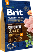 Sucha karma dla dorosłych psów średnich ras Brit Premium Adult M o smaku kurczaka 3 kg (8595602526352) - obraz 1