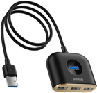 Hub USB Baseus Square Round 4 w 1 USB3.0 - USB 3.0 / 3 x USB 2.0 Czarny (CAHUB-AY01) - obraz 3