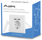 Розетка Lanberg Schuko Socket 2 USB Port 2.1A Біла (AC-WS01-USB2-F) - зображення 6