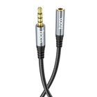 Аудіокабель HOCO UPA20 3.5mm male to 3.5mm female, nylon braid, 2m, металево-сірий