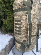 Армейский баул 100 літрів військовий тканина кордура ЗСУ тактичний сумка рюкзак похідний з місцем під каремат колір піксель 1949 - зображення 6
