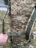 Тактичний військовий баул на 100 літрів тканина кордура 1100 для ЗСУ сумка похідний рюкзак з місцем під каремат піксель 1949 - зображення 9