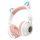 Бездротові Bluetooth навушники Borofone BO18 "Котячі вушка" LED MP3 White