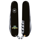 Нож складной швейцарский 91 мм/15 функций Victorinox HUNTSMAN UKRAINE Черный/Герб Украины с лентой - изображение 3