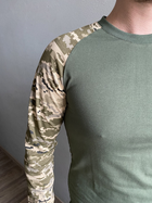Комплект військова футболка з довгим рукавом + тактична флісова кофта (подовжена) + військовий гольф (водолазка) з начосом Cedra Military L Оливковий + Темно-сірий + Піксель - зображення 6