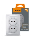 Розетка двойная Серебристая BINERA(VF-BNSK2-SS), VIDEX