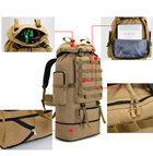 Рюкзак тактичний туристичний розсувний XS-F22 100л койот - зображення 4