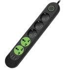 Сетевой фильтр-удлинитель Voltronic F02UB 3 розетки EU + 2 розетки Universal + 3 USB, 1.5 м, 2500W, Black